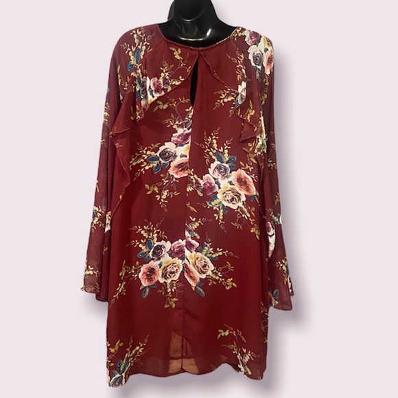 Dress boho floral chiffon dress bell sleeves fashion style - Picture 10 of 13